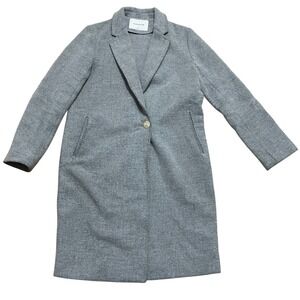 Babaton Women's XS MiKor Italy Wool Cashmere Blend Gray Longline Collared Coat